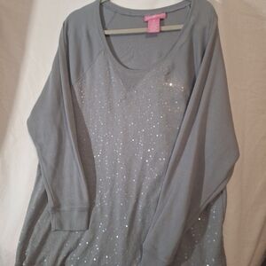 Woman Within Sparkling Gray Sweatshirt